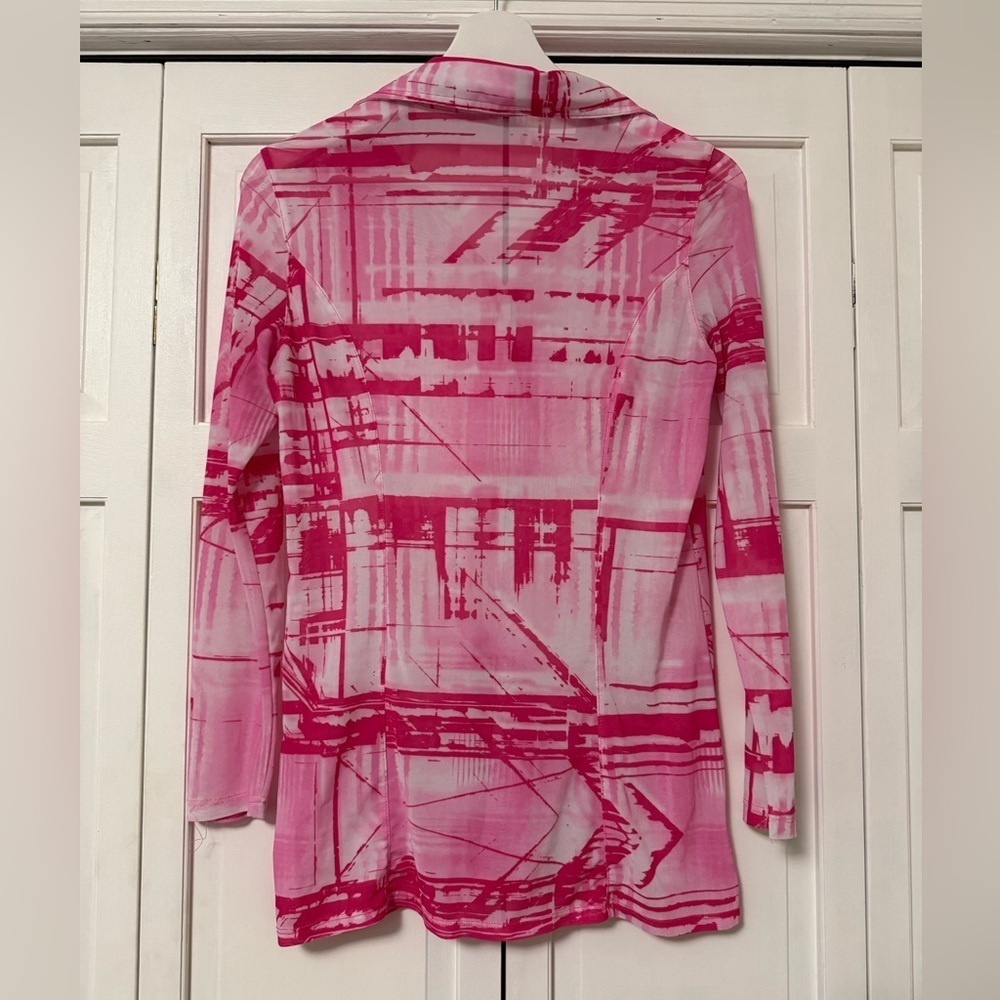David Cline Pink Snap Button Mesh Top Sheer Rave Size Small - Picture 3 of 8